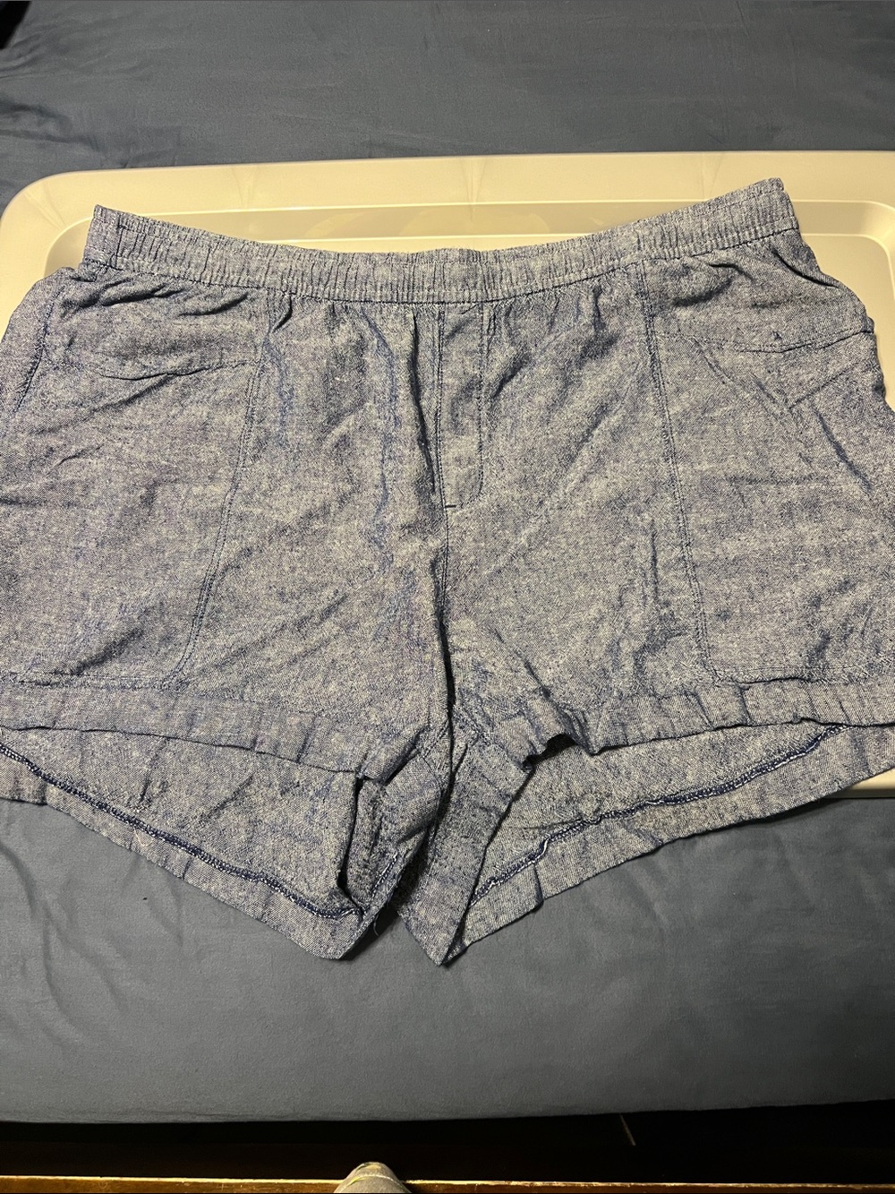 Old Navy Heathered Blue High-Waist Lounge Shorts